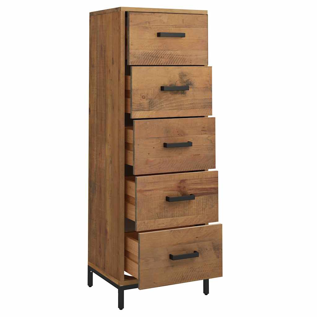 Chest of Drawers Solid Pine 42cm Tallboy Bedroom Storage Cabinet Wooden metal 42