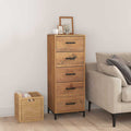 Chest of Drawers Solid Pine 42cm Tallboy Bedroom Storage Cabinet Wooden metal 42