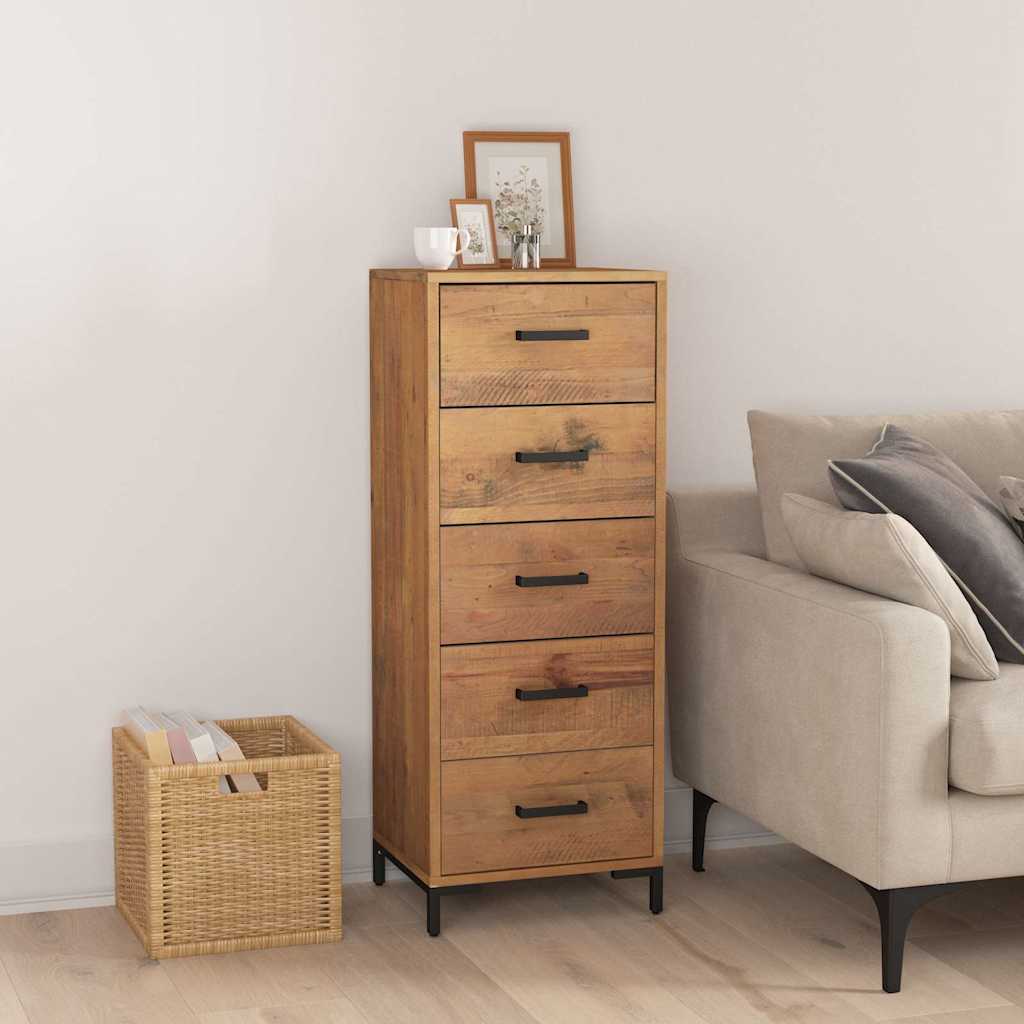 Chest of Drawers Solid Pine 42cm Tallboy Bedroom Storage Cabinet Wooden metal 42