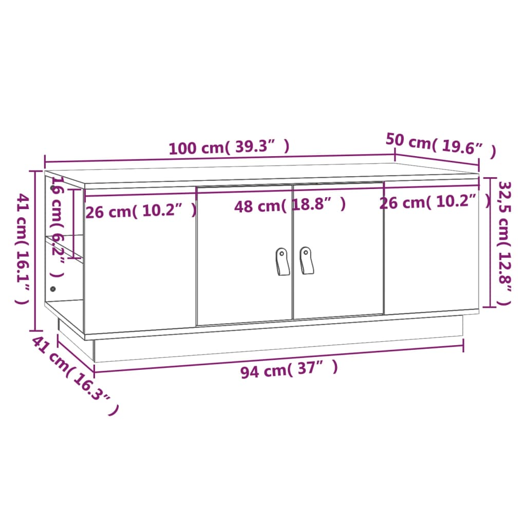 Coffee Table 100X50X41 Cm Solid Wood Pine
