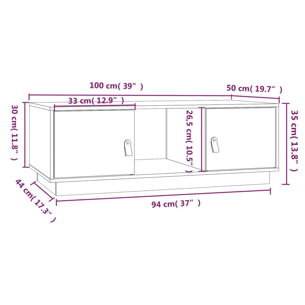 Coffee Table 100X50X35 Cm Solid Wood Pine