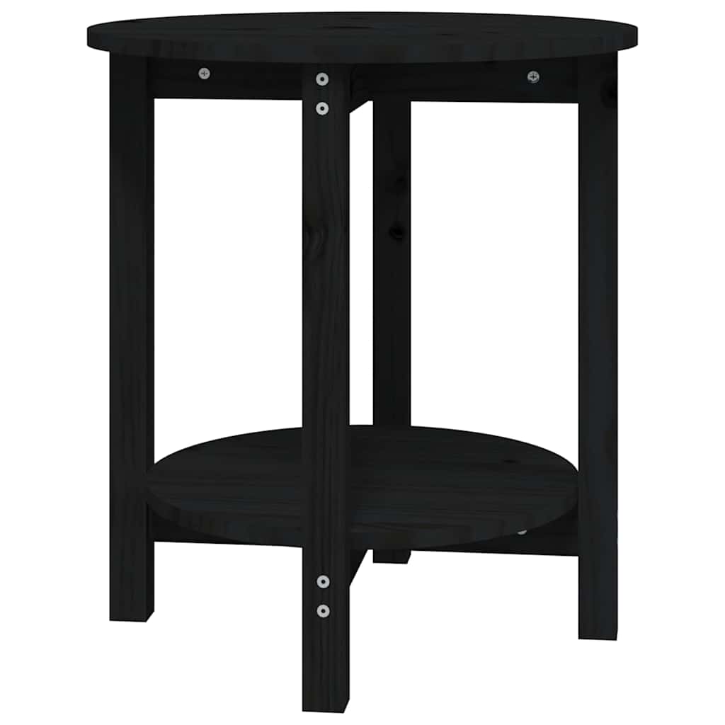Coffee Table Solid Wood Pine Grey Black White Solid Pinewood Ø 55 X 60 Cm Grey 5