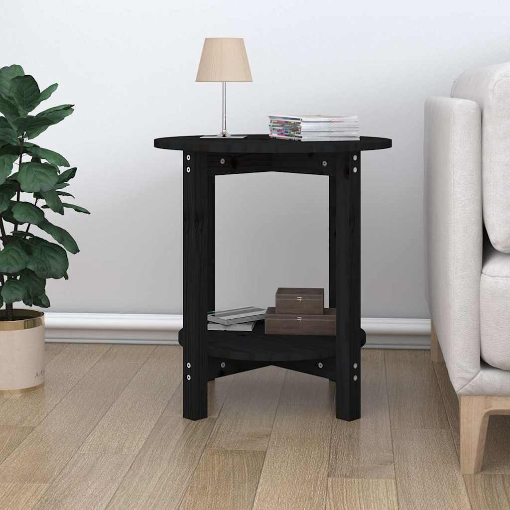 Coffee Table Solid Wood Pine Grey Black White Solid Pinewood Ø 55 X 60 Cm Grey 5