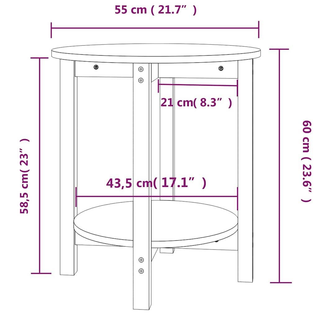 Coffee Table Solid Wood Pine Grey Black White Solid Pinewood Ø 55 X 60 Cm Grey 5