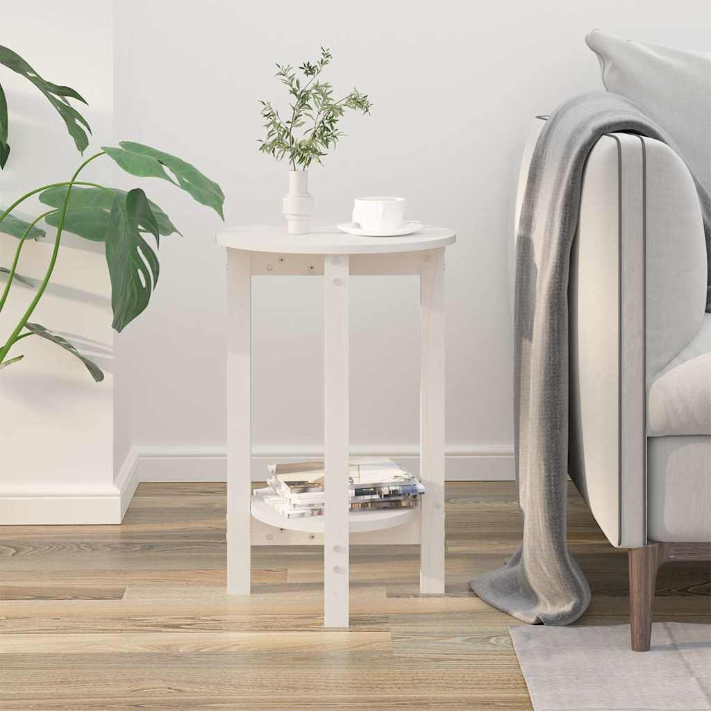 Coffee Table Solid Wood Pine Grey Black White Solid Pinewood Ø 55 X 60 Cm Grey 5