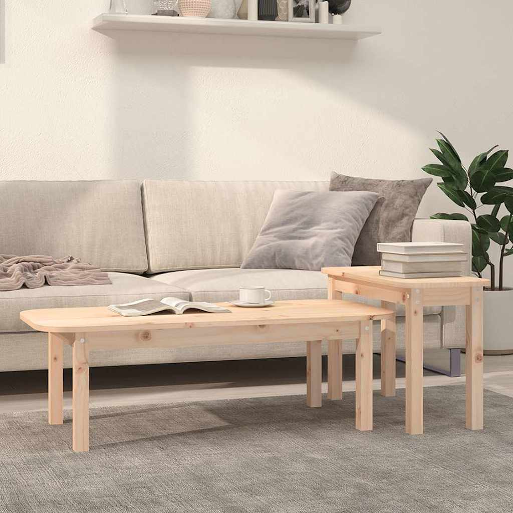 Coffee Table 2 Piece Set Solid Wood Pine Honey Brown Grey Black White Natural 11