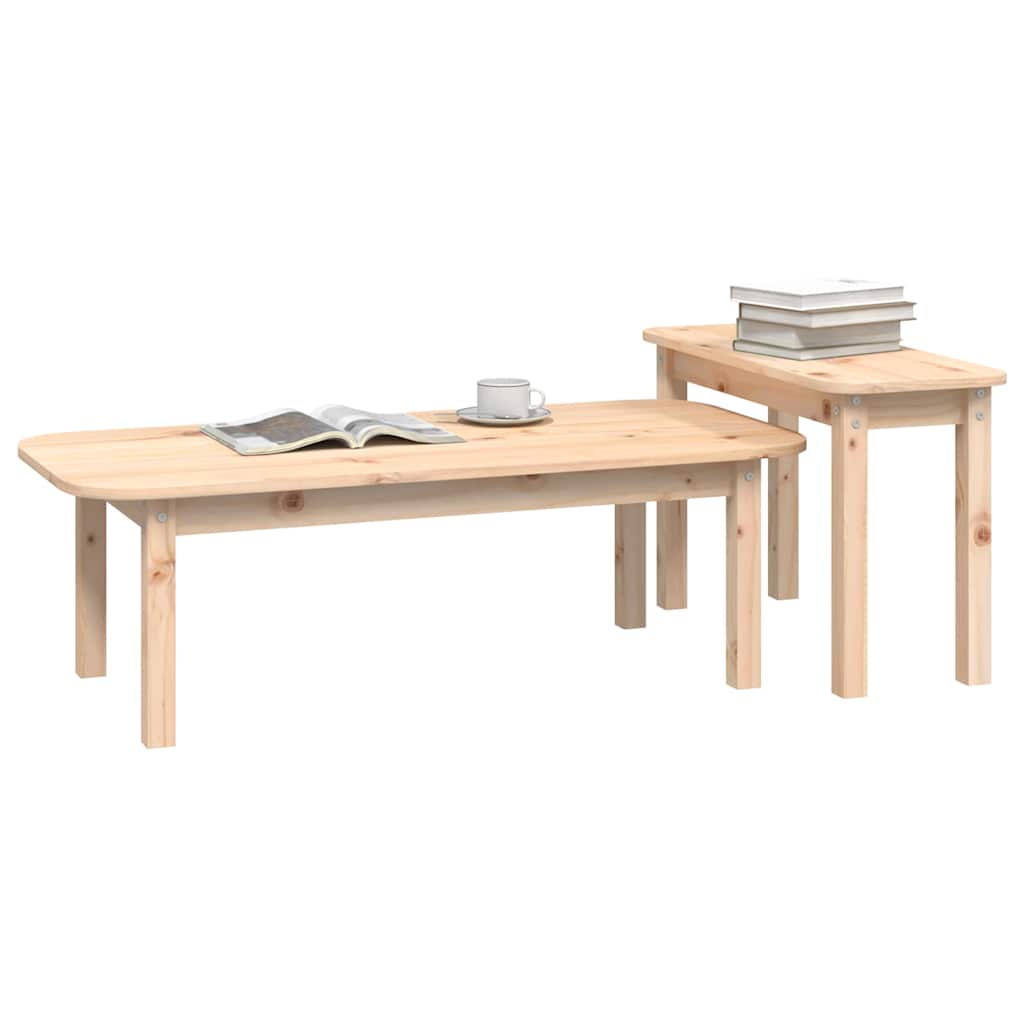 Coffee Table 2 Piece Set Solid Wood Pine Honey Brown Grey Black White Natural 11