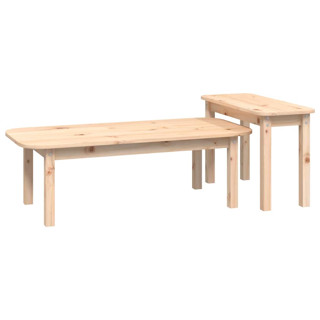 Coffee Table 2 Piece Set Solid Wood Pine Honey Brown Grey Black White Natural 11