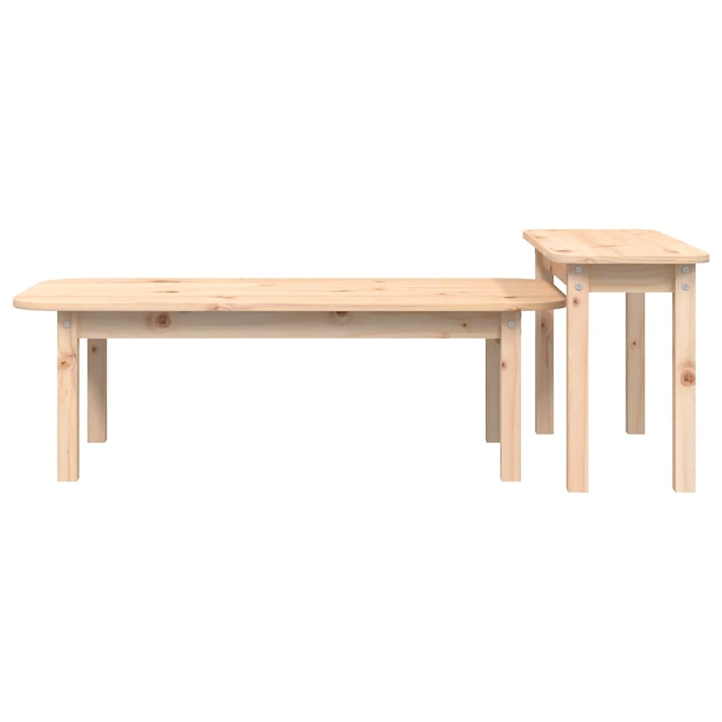 Coffee Table 2 Piece Set Solid Wood Pine Honey Brown Grey Black White Natural 11