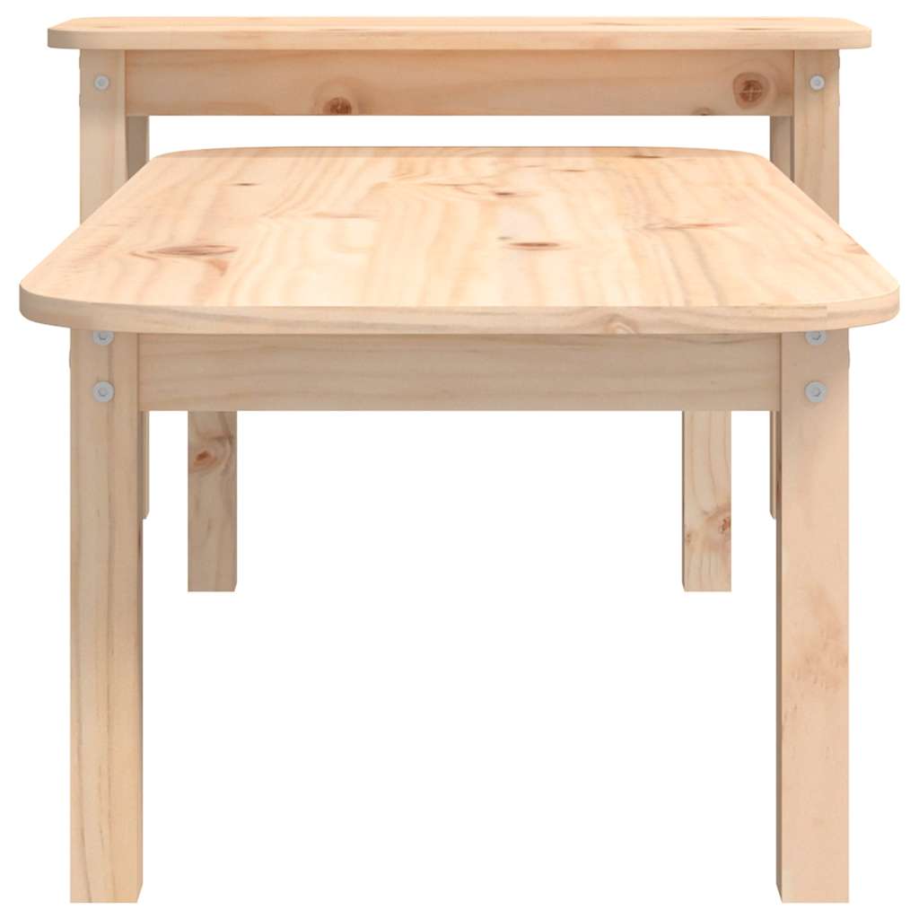 Coffee Table 2 Piece Set Solid Wood Pine Honey Brown Grey Black White Natural 11