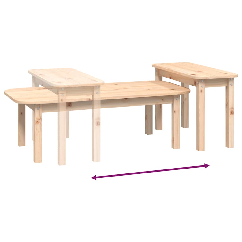 Coffee Table 2 Piece Set Solid Wood Pine Honey Brown Grey Black White Natural 11