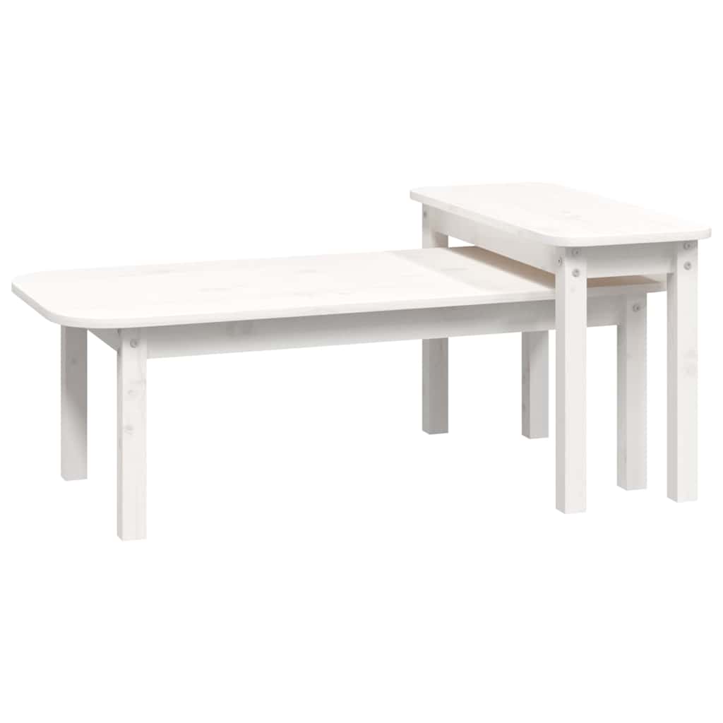 Coffee Table 2 Piece Set Solid Wood Pine Honey Brown Grey Black White Natural 11