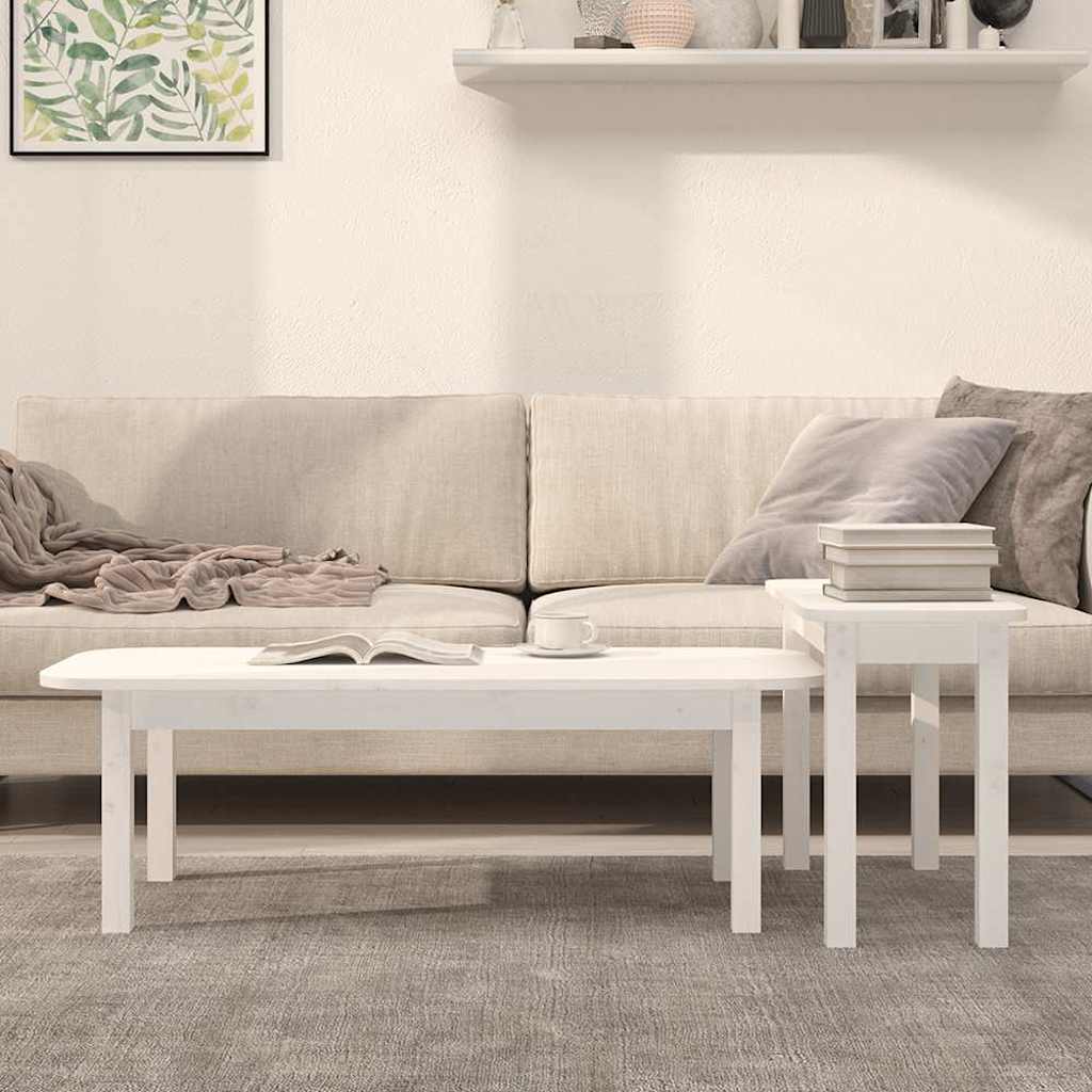 Coffee Table 2 Piece Set Solid Wood Pine Honey Brown Grey Black White Natural 11