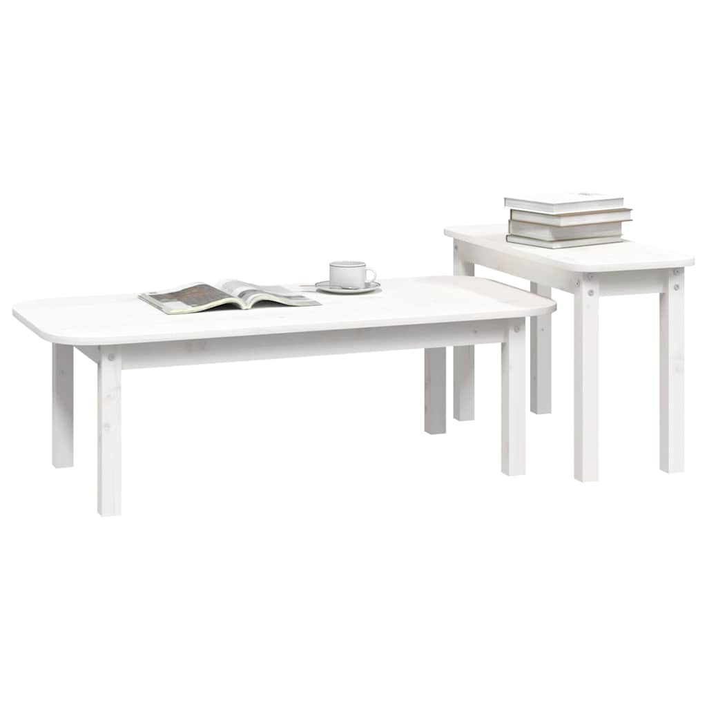 Coffee Table 2 Piece Set Solid Wood Pine Honey Brown Grey Black White Natural 11