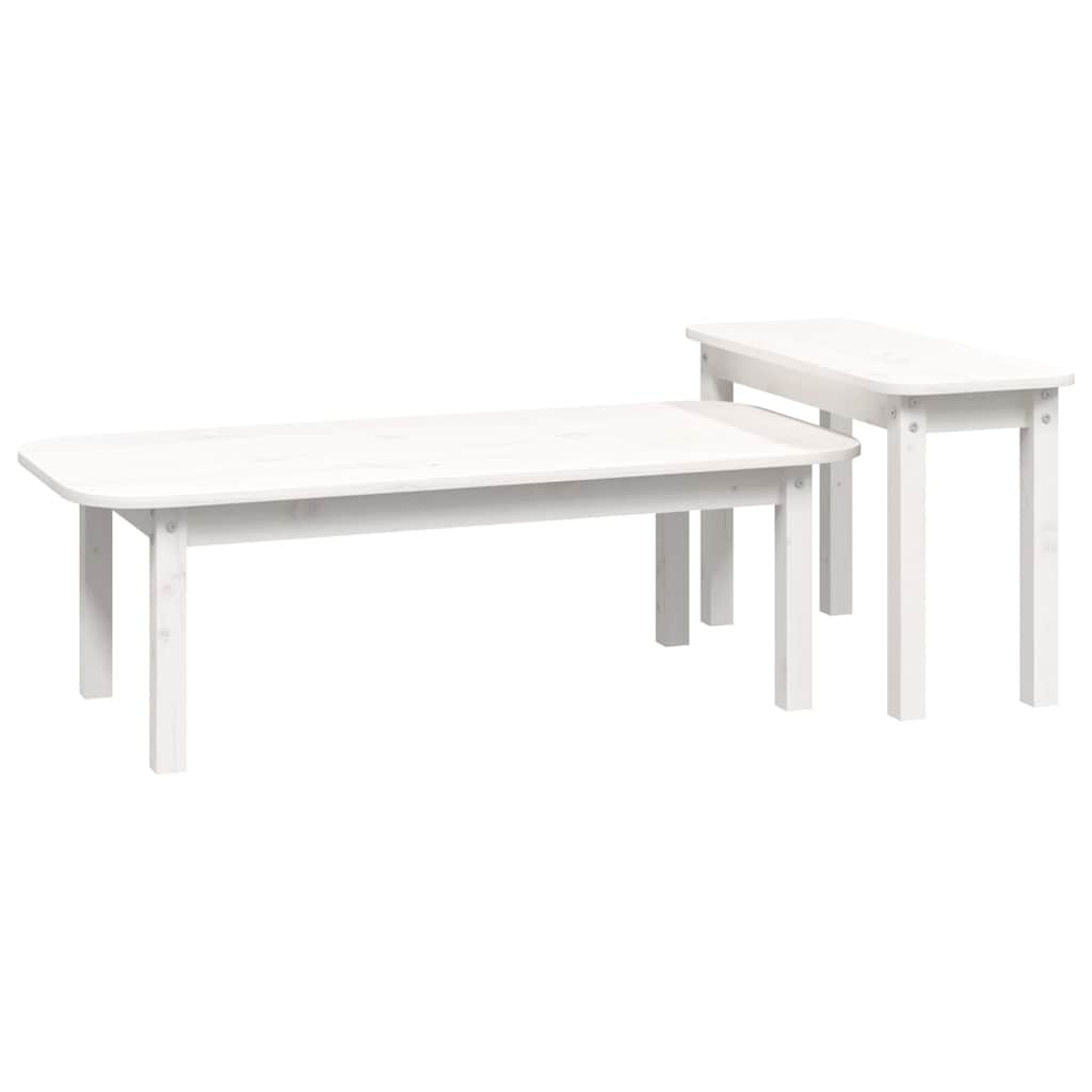 Coffee Table 2 Piece Set Solid Wood Pine Honey Brown Grey Black White Natural 11