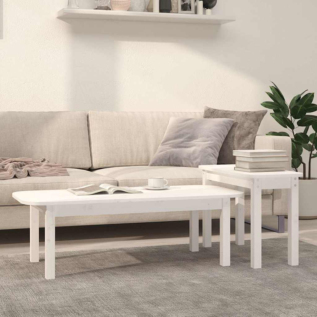 Coffee Table 2 Piece Set Solid Wood Pine Honey Brown Grey Black White Natural 11