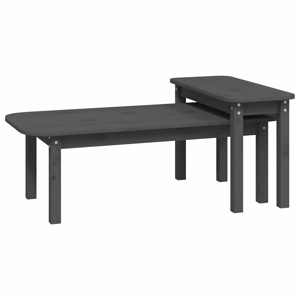 Coffee Table 2 Piece Set Solid Wood Pine Honey Brown Grey Black White Natural 11