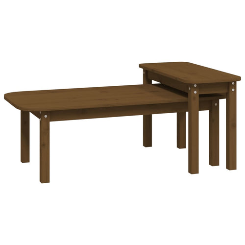 2 Piece Coffee Table Set Solid Wood Pine