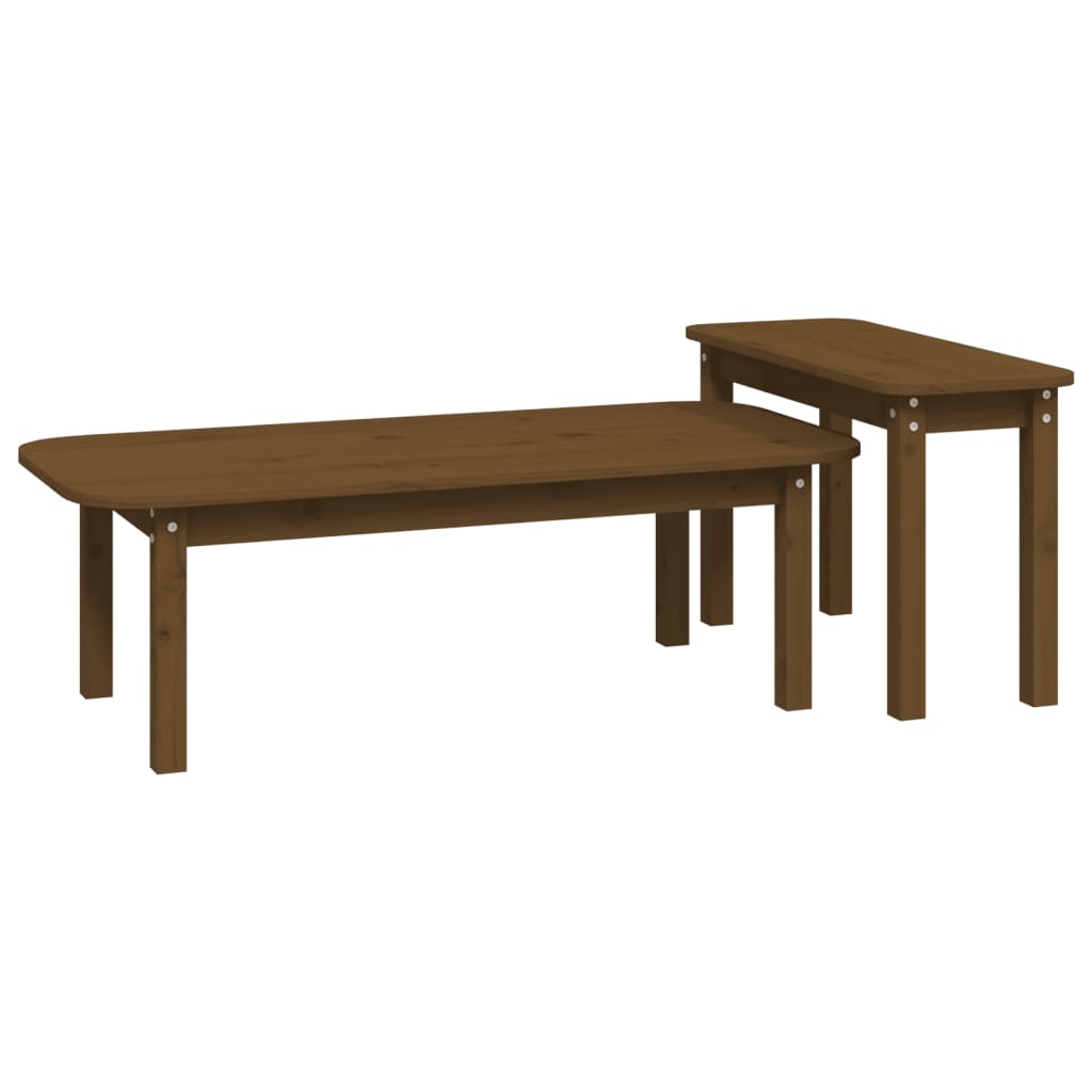 2 Piece Coffee Table Set Solid Wood Pine