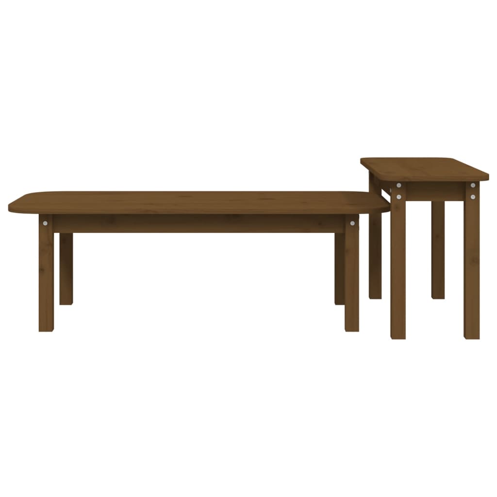 2 Piece Coffee Table Set Solid Wood Pine