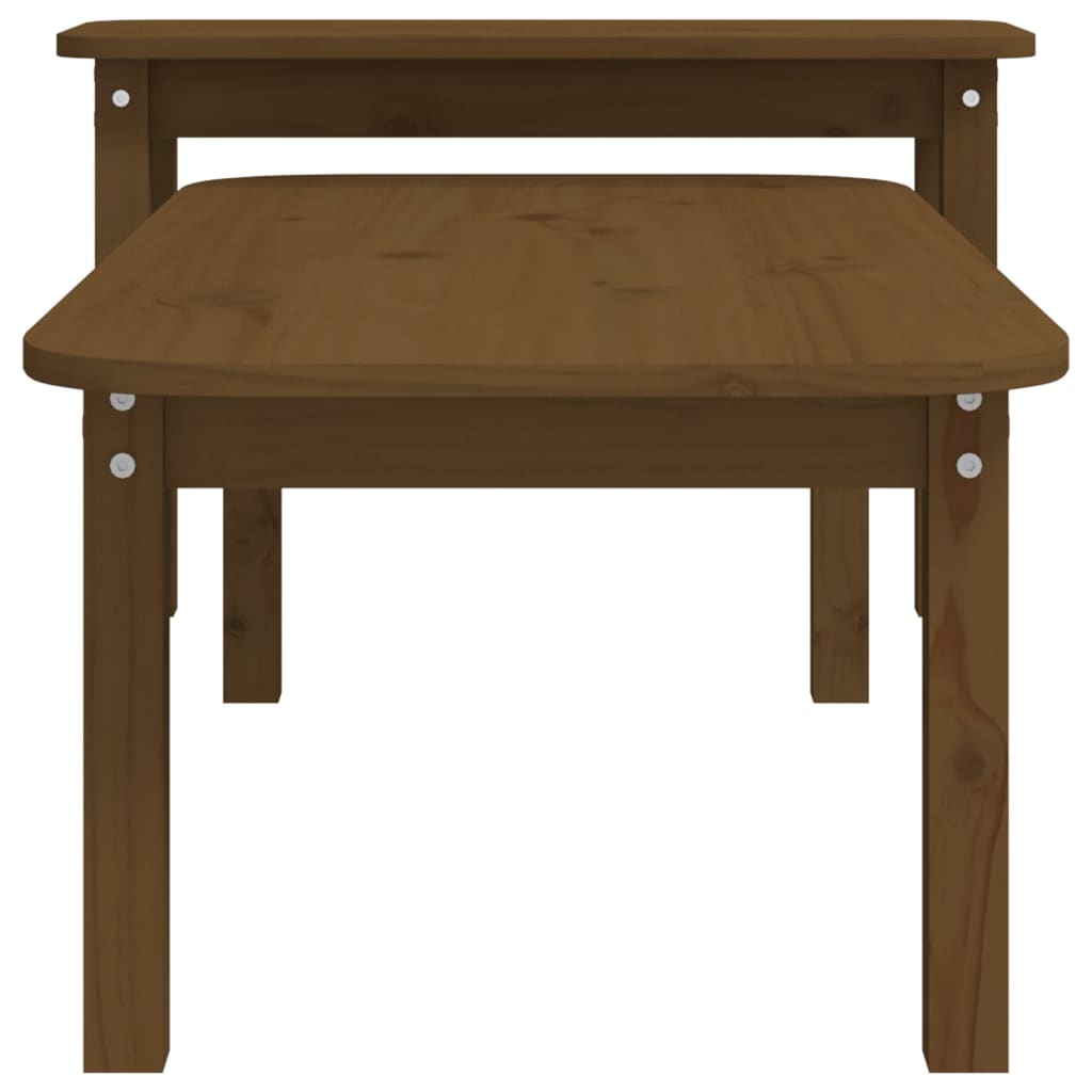 2 Piece Coffee Table Set Solid Wood Pine