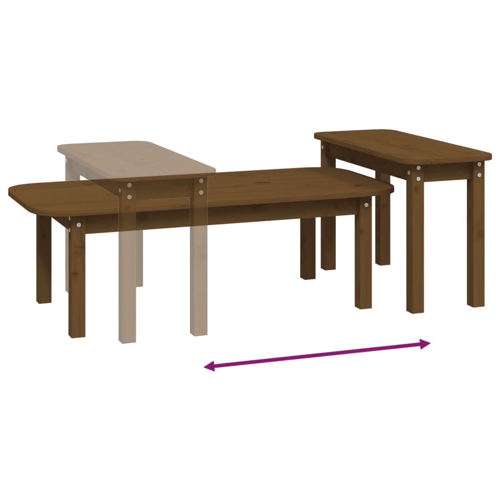 2 Piece Coffee Table Set Solid Wood Pine