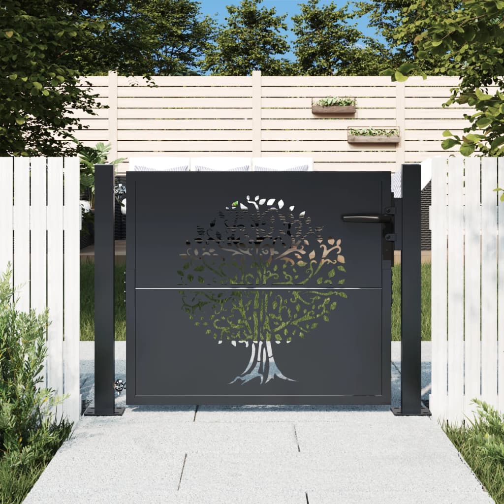Garden Gate Anthracite Steel Tree Design