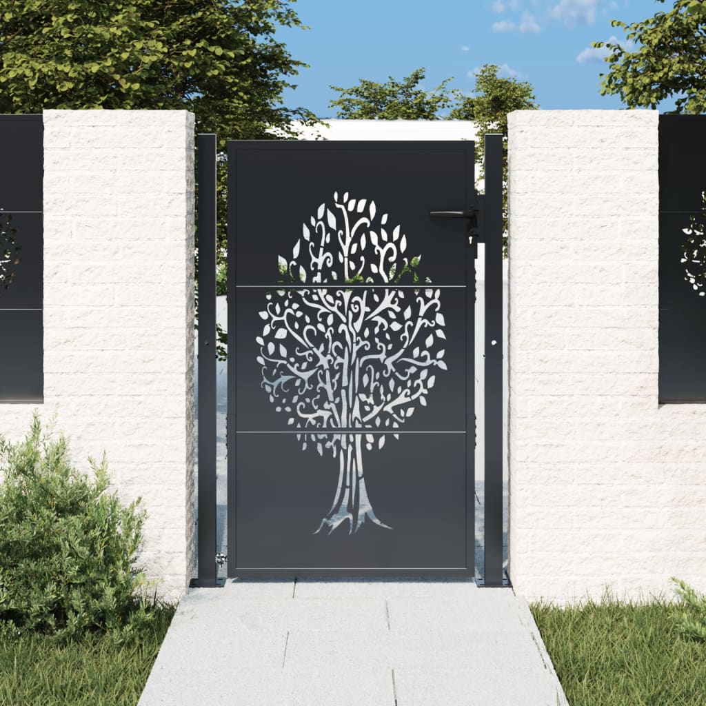 Garden Gate Anthracite Steel Tree Design