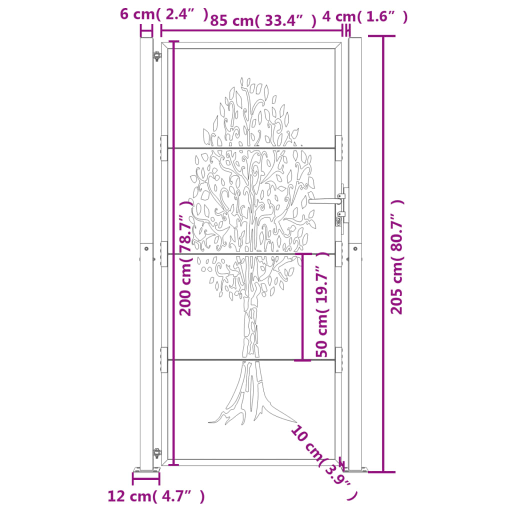 Garden Gate Anthracite Steel Tree Design