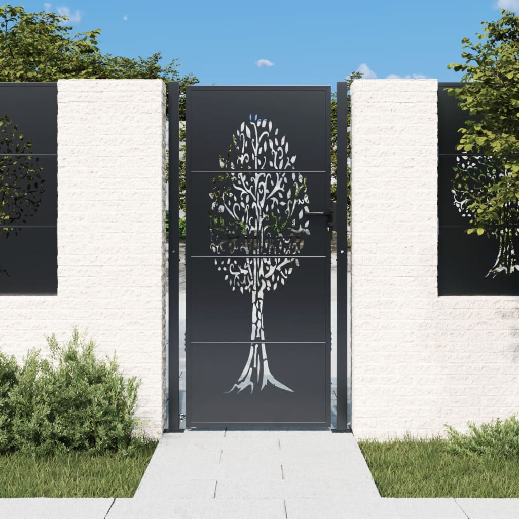 Garden Gate Anthracite Steel Tree Design