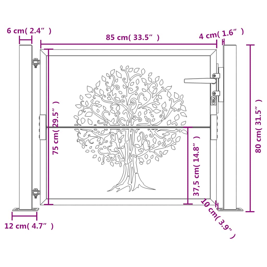 Garden Gate Corten Steel Tree Design