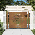 Garden Gate Green Steel Fence Lockable Outdoor Security Posts Rusty Corten steel