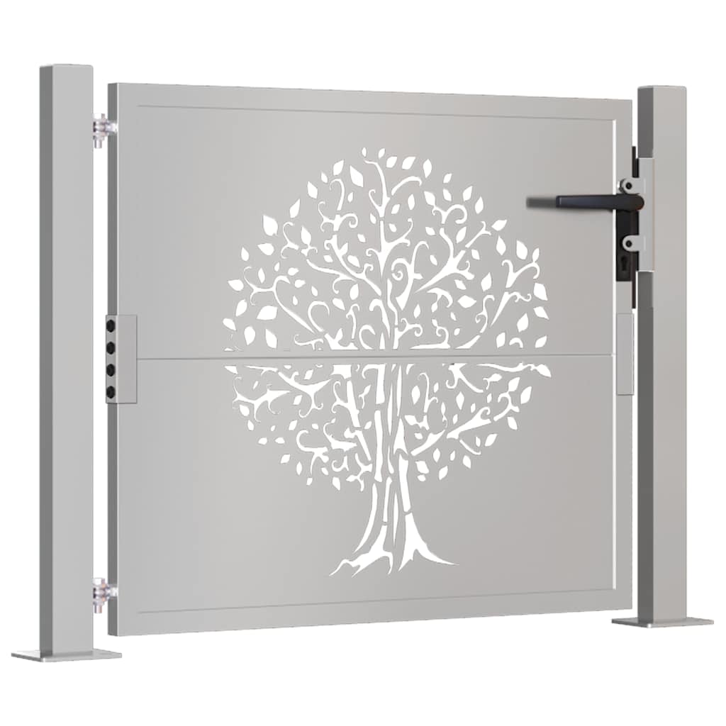 Garden Gate Green Steel Fence Lockable Outdoor Security Posts Rusty Corten Steel