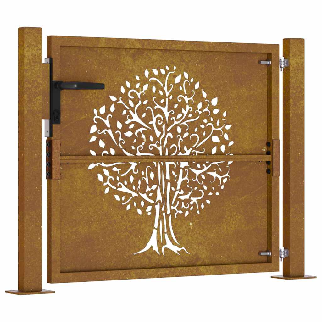 Garden Gate Green Steel Fence Lockable Outdoor Security Posts Rusty Corten Steel