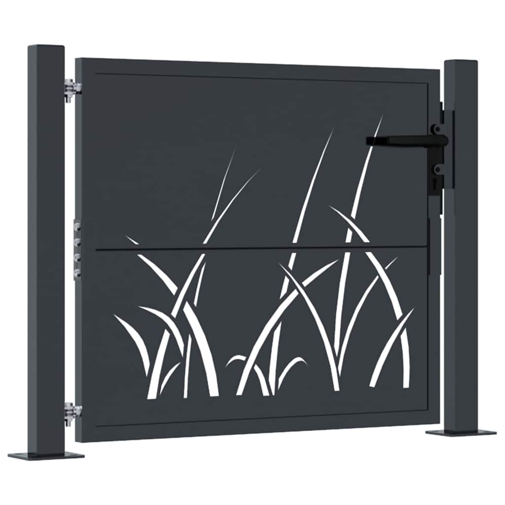 Garden Gate Corten Steel Bamboo Decorative Outdoor Fence Anthracite 100 X 75 Cm