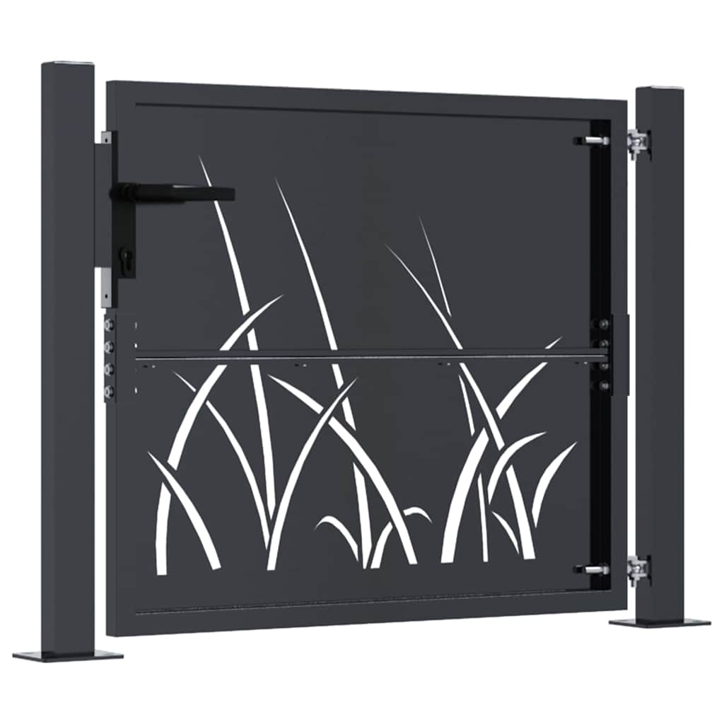 Garden Gate Corten Steel Bamboo Decorative Outdoor Fence Anthracite 100 X 75 Cm