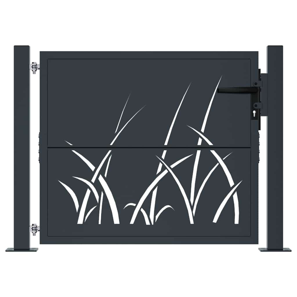 Garden Gate Corten Steel Bamboo Decorative Outdoor Fence Anthracite 100 X 75 Cm