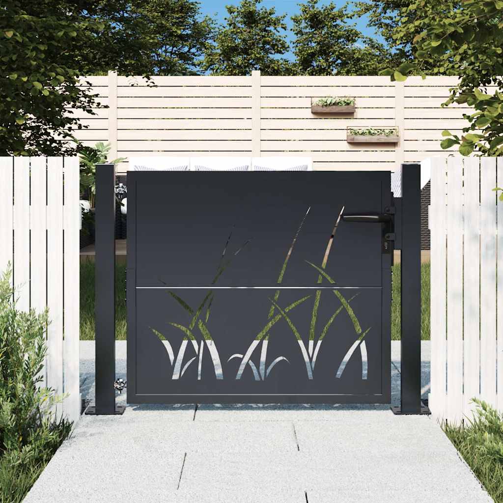 Garden Gate Corten Steel Bamboo Decorative Outdoor Fence Anthracite 100 X 75 Cm