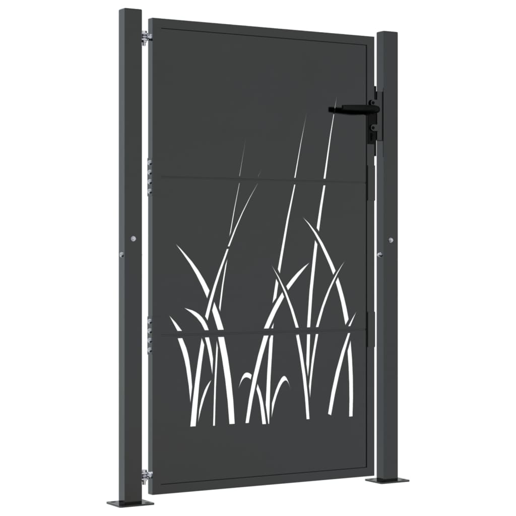 Garden Gate Anthracite Steel Grass Design