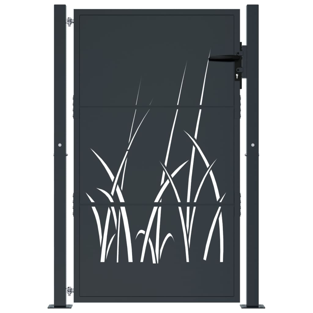 Garden Gate Anthracite Steel Grass Design