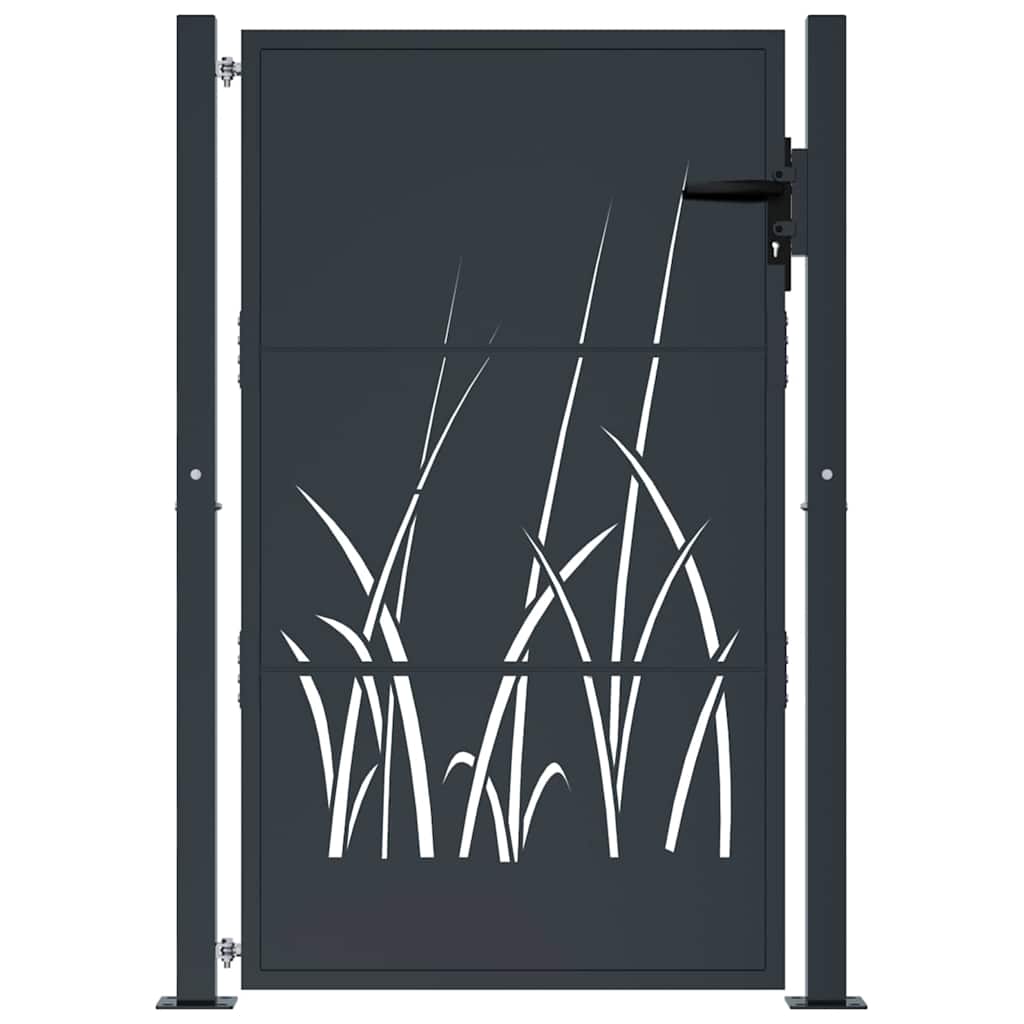 Garden Gate Corten Steel Bamboo Decorative Outdoor Fence Anthracite 100 x 75 cm