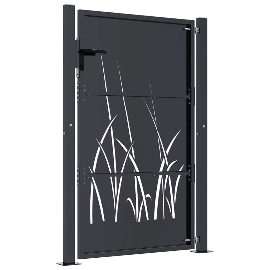 Garden Gate Anthracite Steel Grass Design