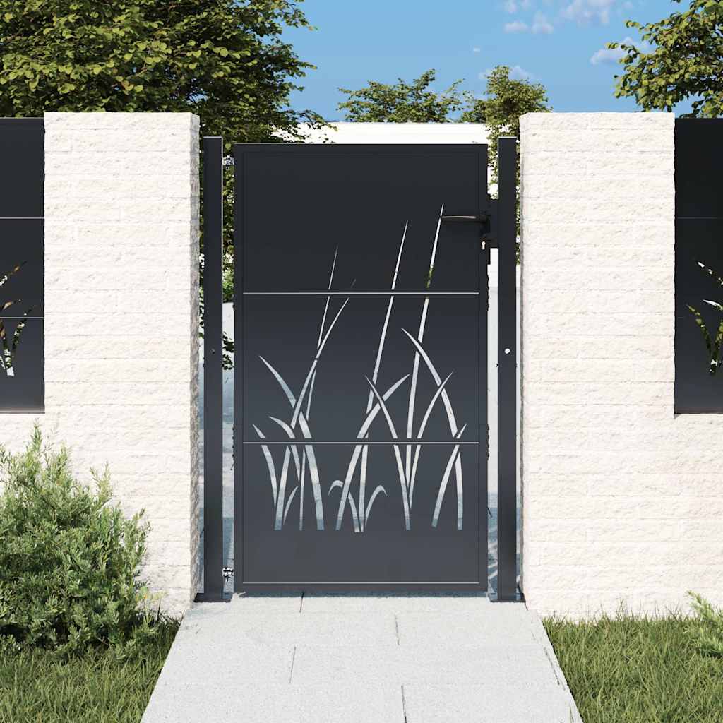 Garden Gate Corten Steel Bamboo Decorative Outdoor Fence Anthracite 100 x 75 cm