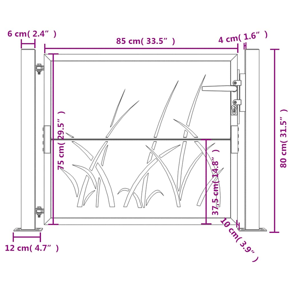Garden Gate Corten Steel Grass Design