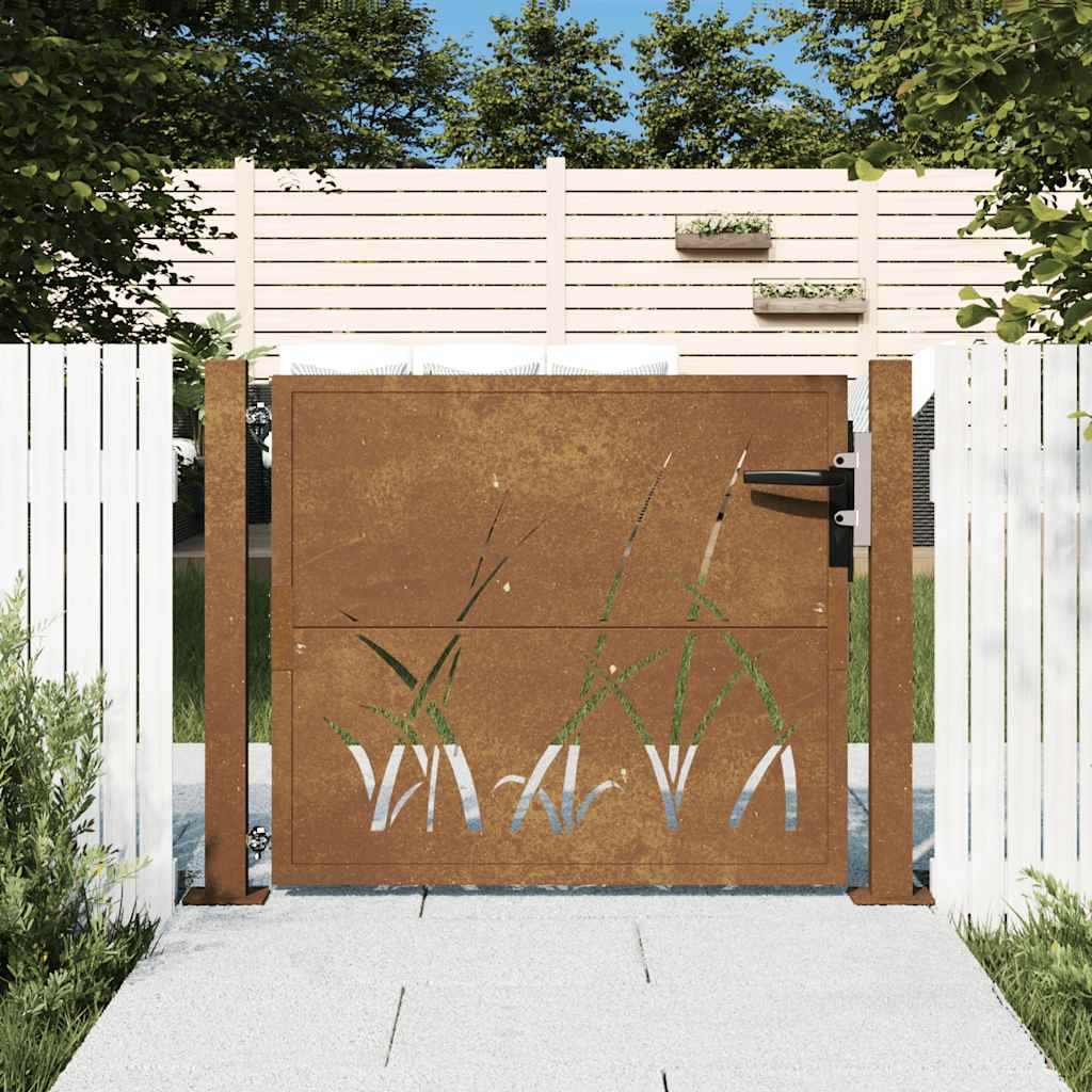Garden Gate Corten Steel Grass Design