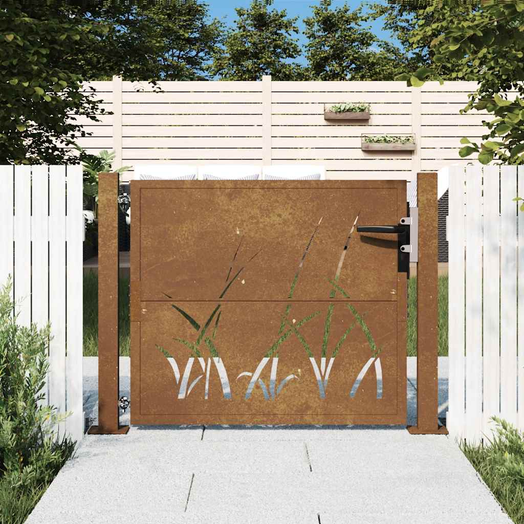 Garden Gate Corten Steel Grass Design