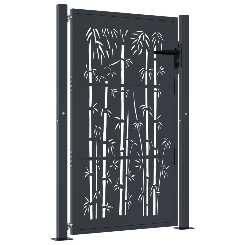 Garden Gate Anthracite Steel Bamboo Design