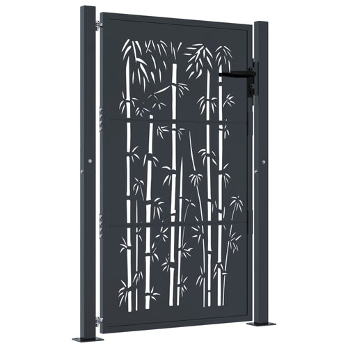 Garden Gate Anthracite Steel Bamboo Design