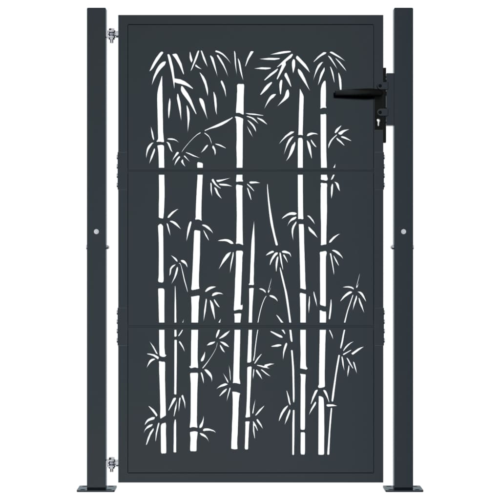 Garden Gate Anthracite Steel Bamboo Design