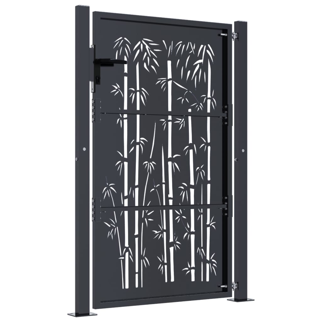 Garden Gate Anthracite Steel Bamboo Design